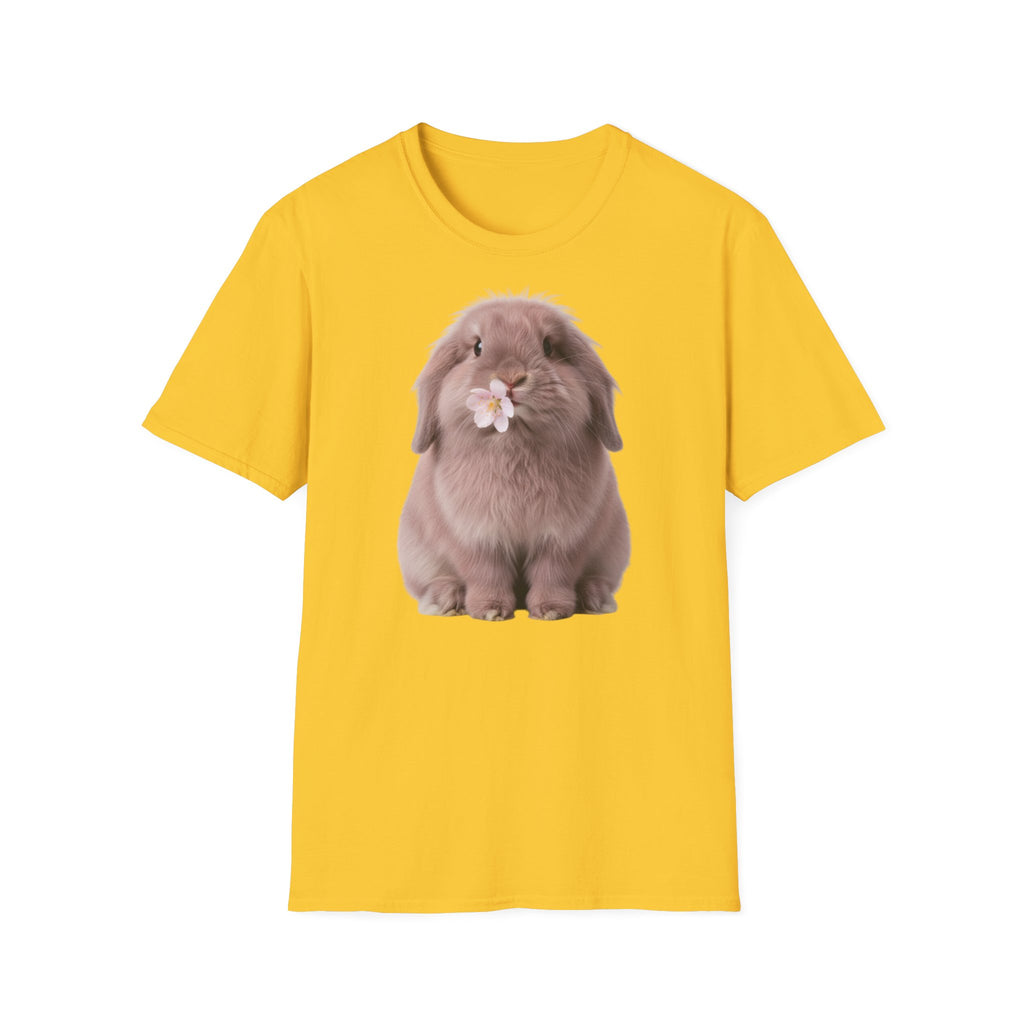 Cute Bunny T-Shirt — Lop Rabbit with Flower Graphic