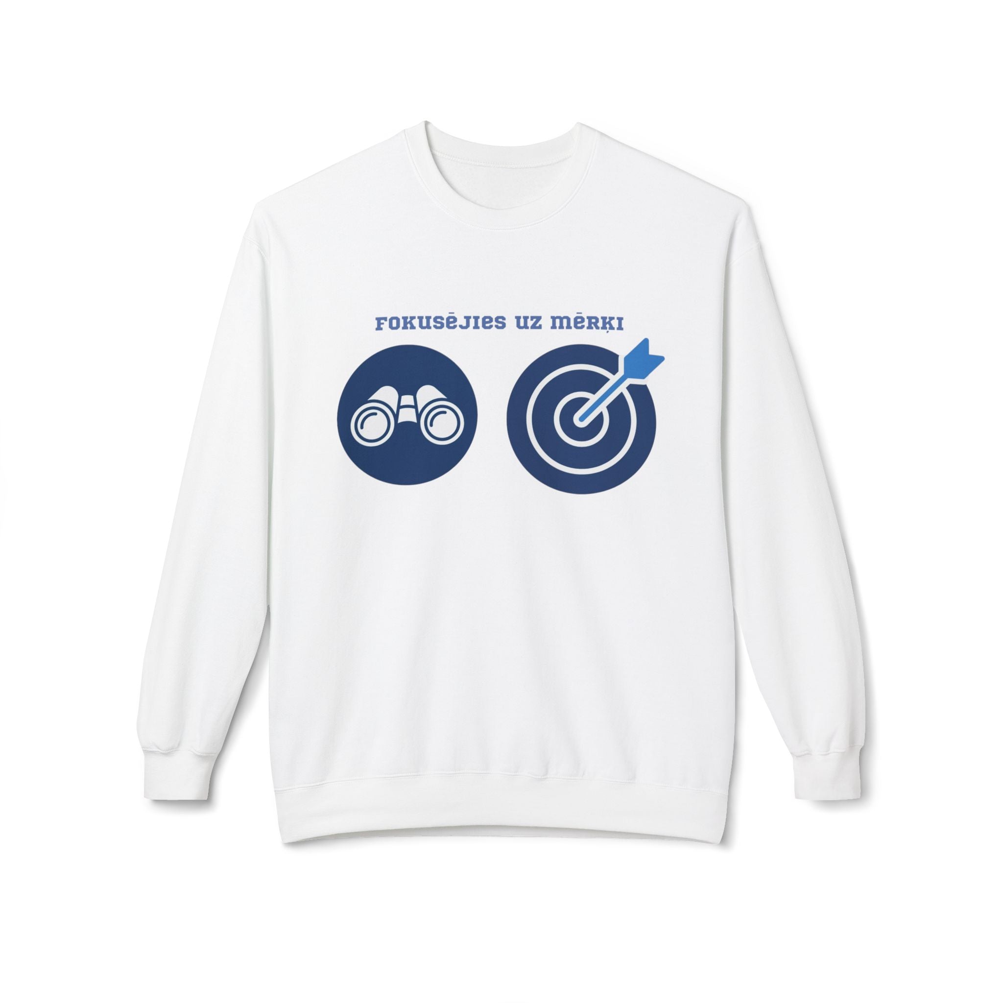Crewneck Sweatshirt — 'Focus on the Goal' Target & Binoculars Graphic