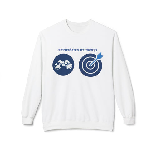 Crewneck Sweatshirt — 'Focus on the Goal' Target & Binoculars Graphic