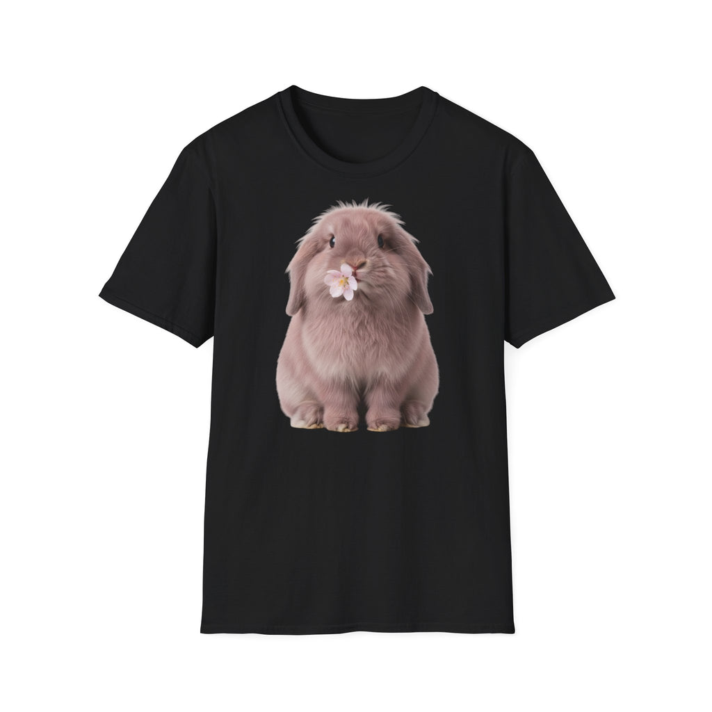 Cute Bunny T-Shirt — Lop Rabbit with Flower Graphic