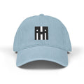 Denim Baseball Hat — Minimal Embroidered 'hi' Logo with Custom Backtext