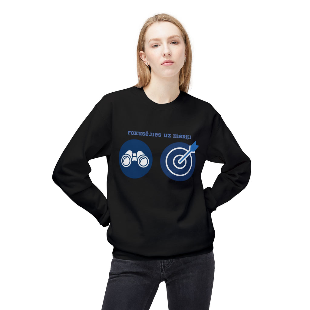 Crewneck Sweatshirt — 'Focus on the Goal' Target & Binoculars Graphic