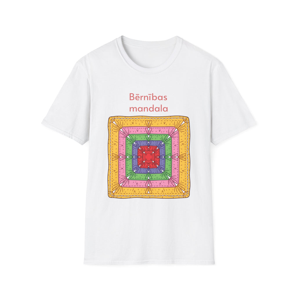 Mandala Graphic T-Shirt — 'Bērnības mandala' Colorful Square Design
