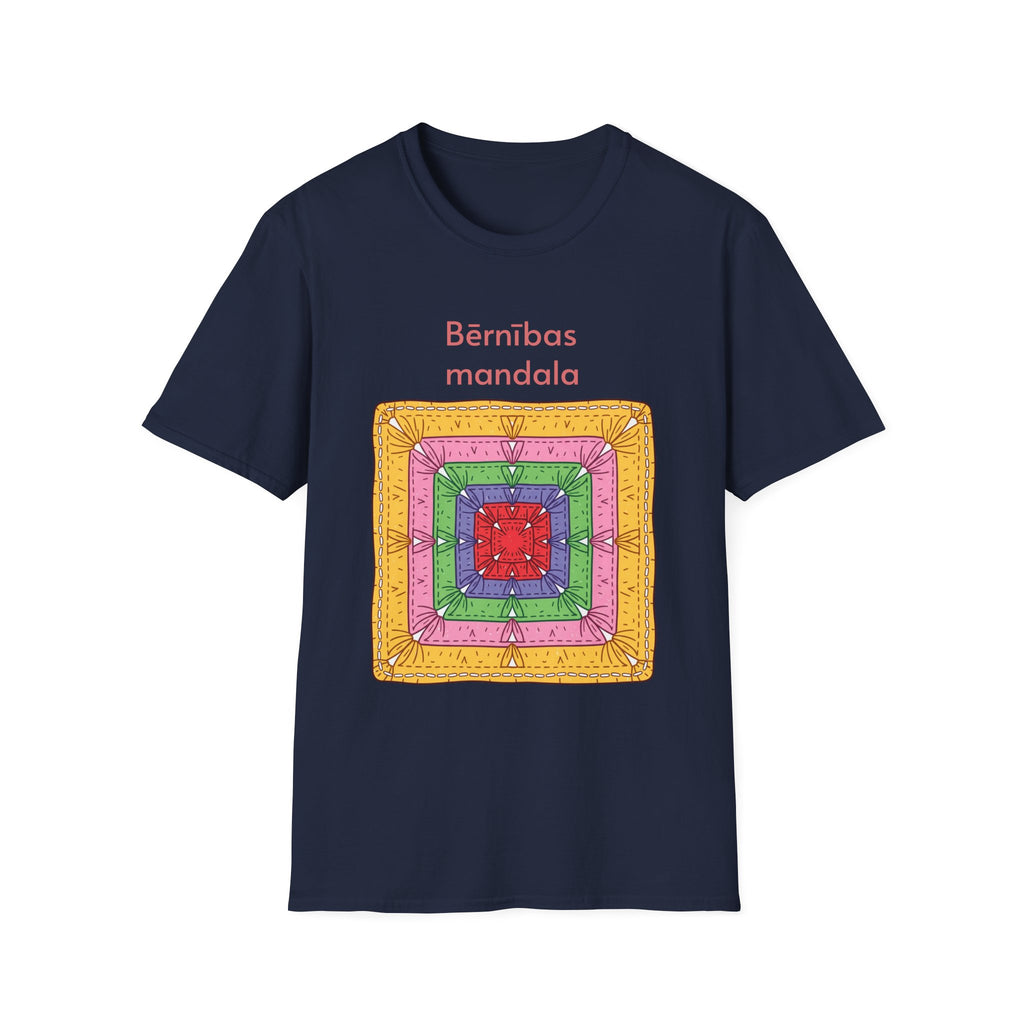 Mandala Graphic T-Shirt — 'Bērnības mandala' Colorful Square Design