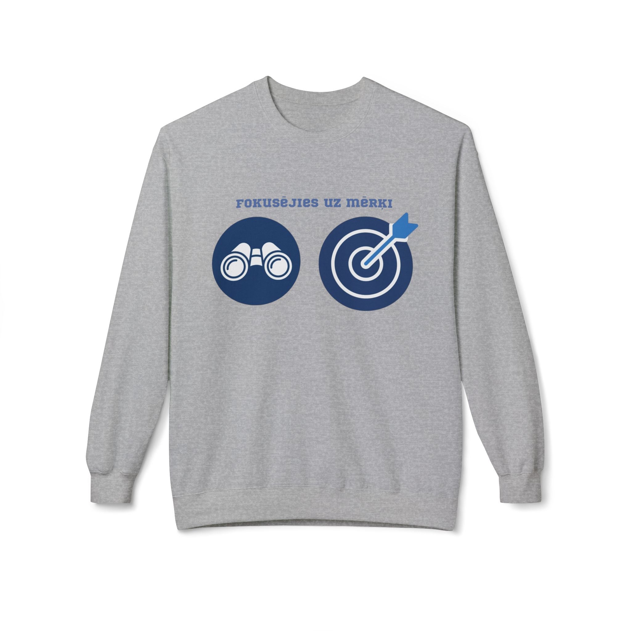 Crewneck Sweatshirt — 'Focus on the Goal' Target & Binoculars Graphic