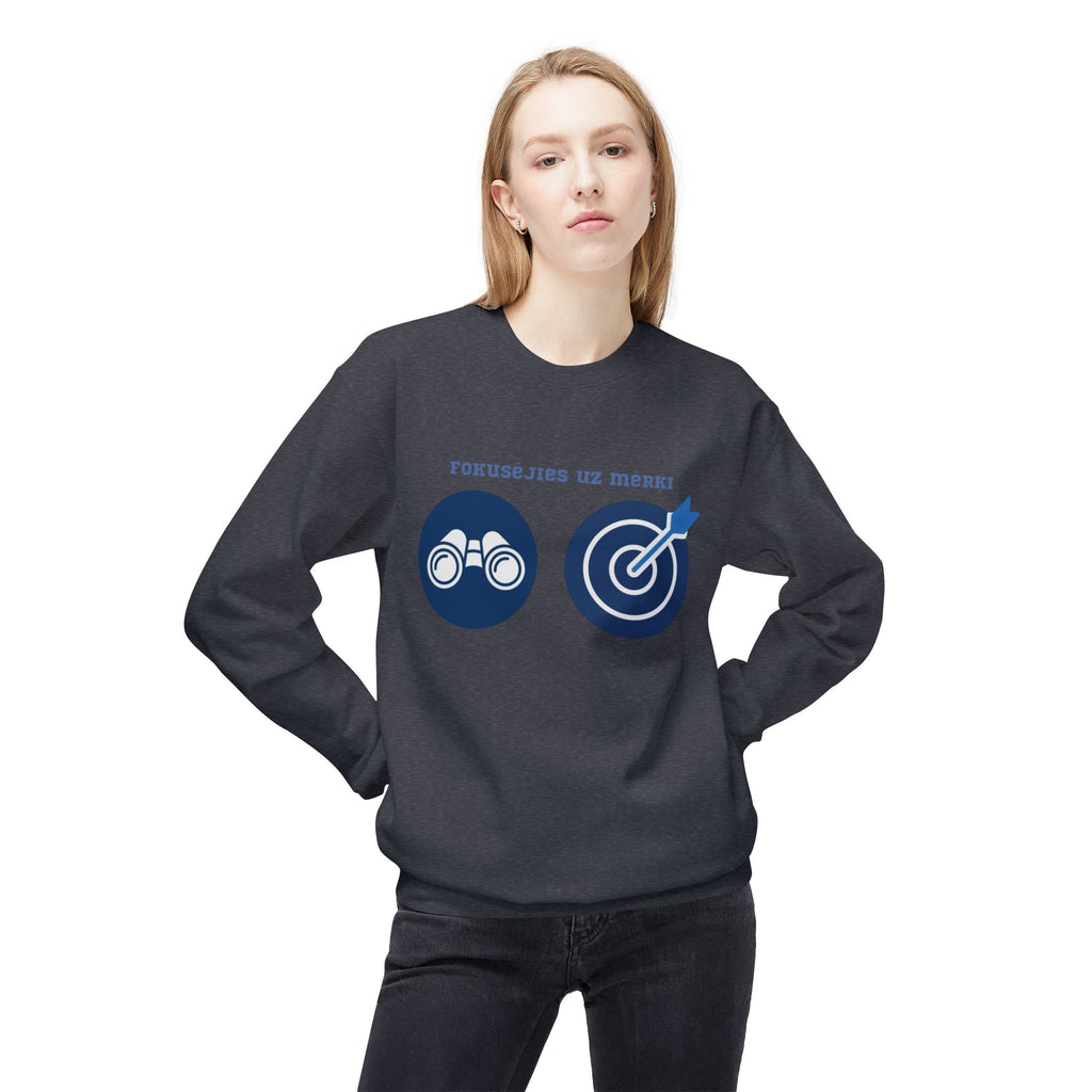 Crewneck Sweatshirt — 'Focus on the Goal' Target & Binoculars Graphic