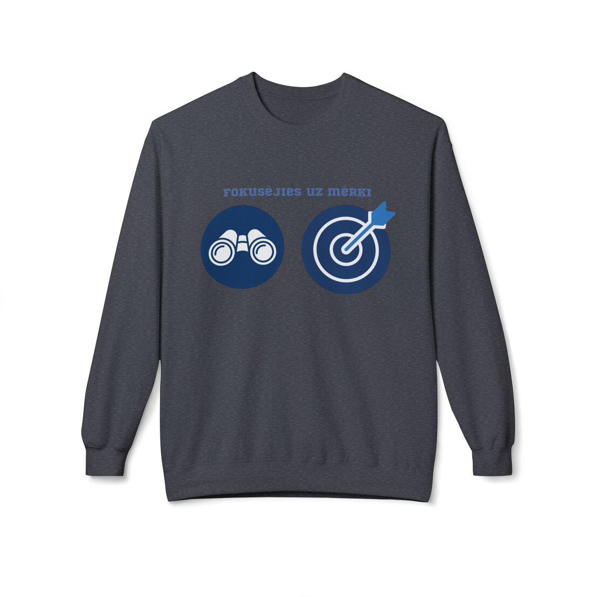Crewneck Sweatshirt — 'Focus on the Goal' Target & Binoculars Graphic