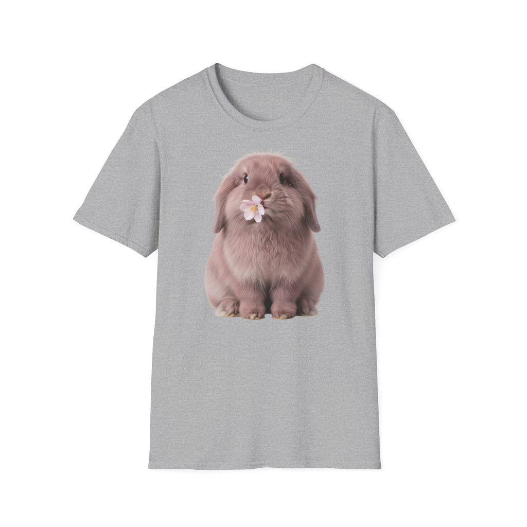 Cute Bunny T-Shirt — Lop Rabbit with Flower Graphic