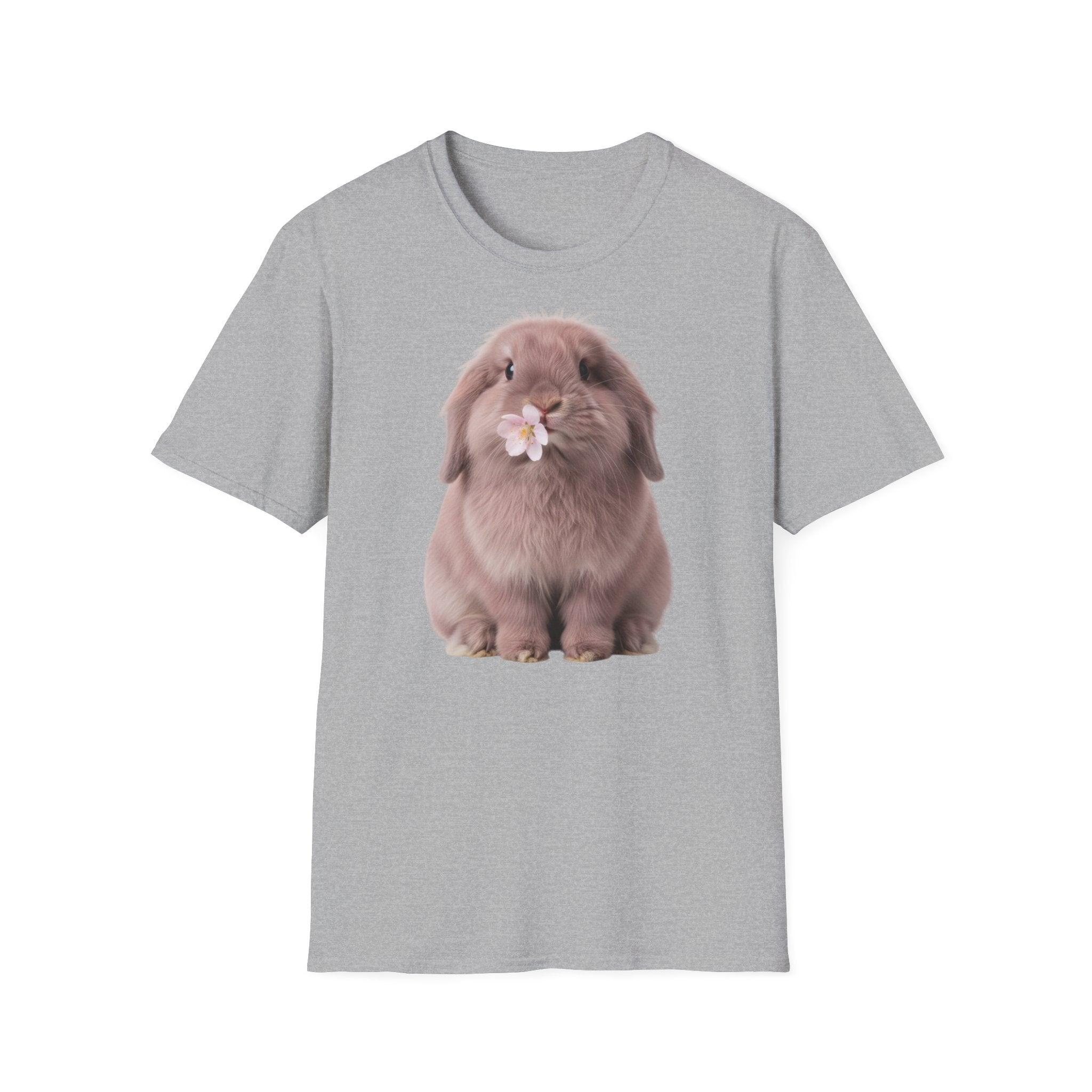Cute Bunny T-Shirt — Lop Rabbit with Flower Graphic