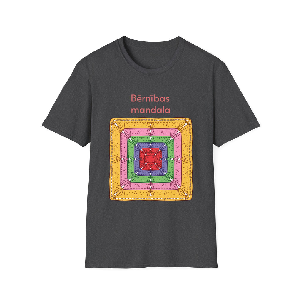 Mandala Graphic T-Shirt — 'Bērnības mandala' Colorful Square Design
