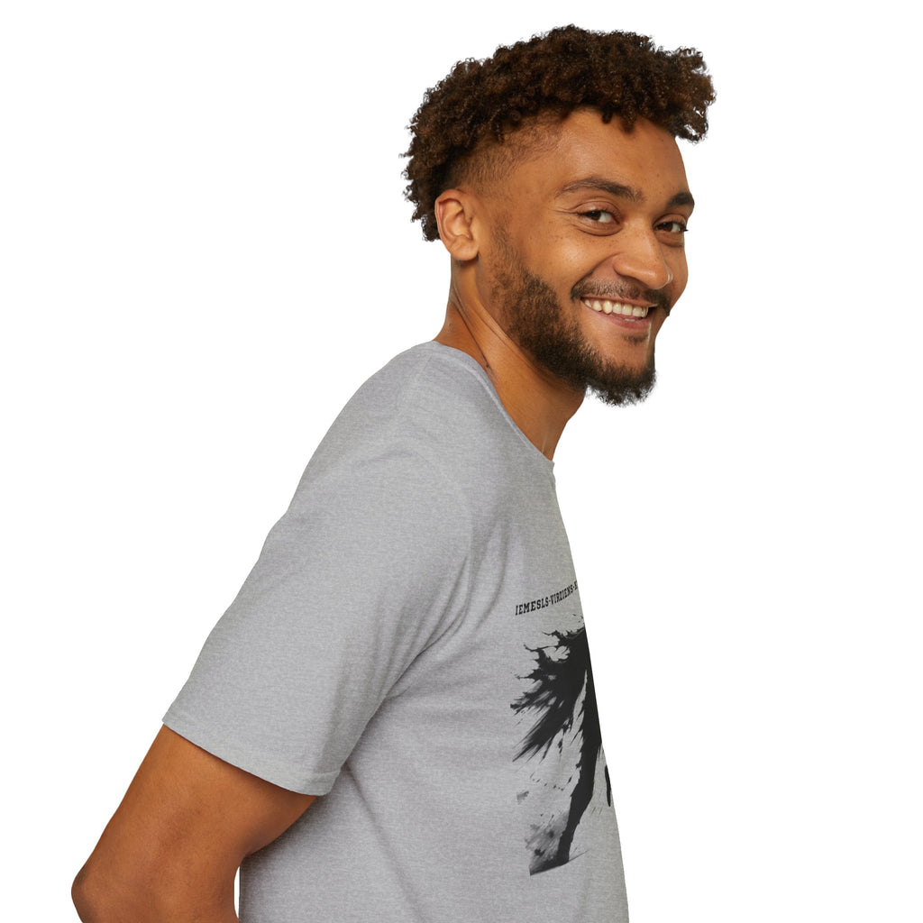 Samurai Silhouette T-Shirt — 'Iemesls‑Virziens‑Kustība‑Rezultāts' Inspirational Graphic Tee