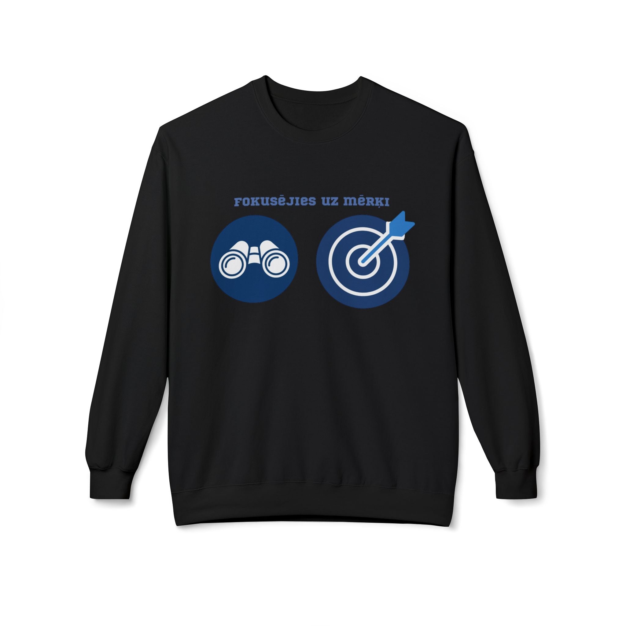 Crewneck Sweatshirt — 'Focus on the Goal' Target & Binoculars Graphic