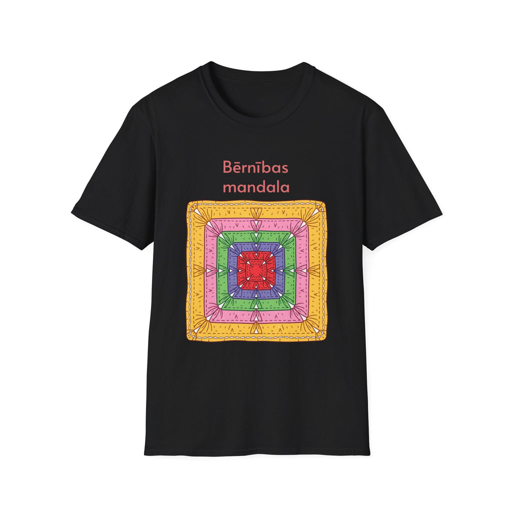 Mandala Graphic T-Shirt — 'Bērnības mandala' Colorful Square Design