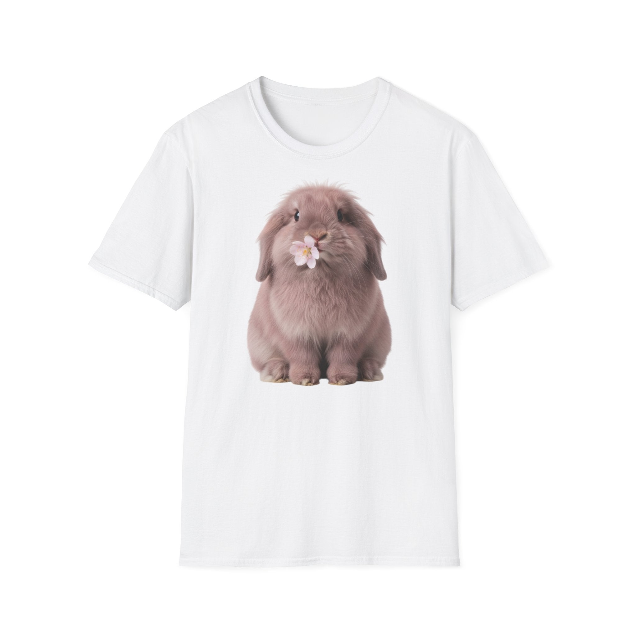 Cute Bunny T-Shirt — Lop Rabbit with Flower Graphic
